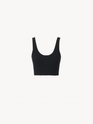 Chloe Cropped Tank Strickwaren Schwarz | CHE-SR13922