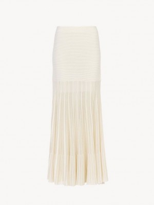 Chloe Flared Maxi Strickwaren Weiß | CHE-SR13940