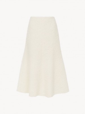 Chloe Flared Midi Röcke Weiß | CHE-SR14096