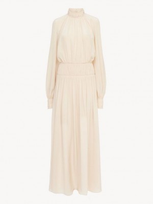 Chloe High-neck Flare Kleid Rosa | CHE-SR13854