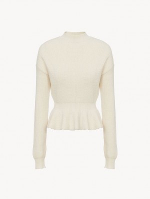 Chloe Peplum Strickwaren Weiß | CHE-SR13963