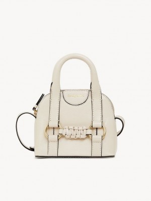 Chloe Saddie Micro Double Handle Schultertaschen Beige | CHE-SR14621