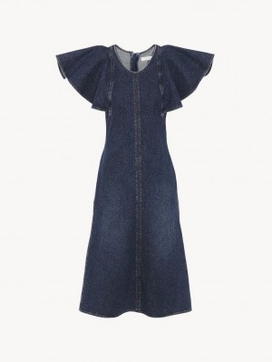 Chloe Wing-sleeve Kleid Blau | CHE-SR13835