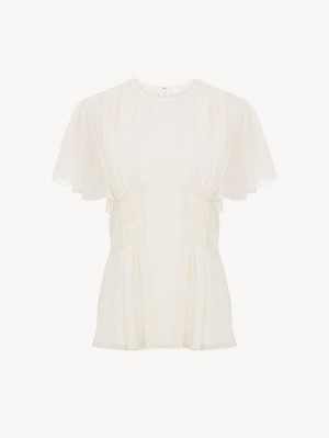 Chloe Wing-sleeve Oberteile Weiß | CHE-SR13912