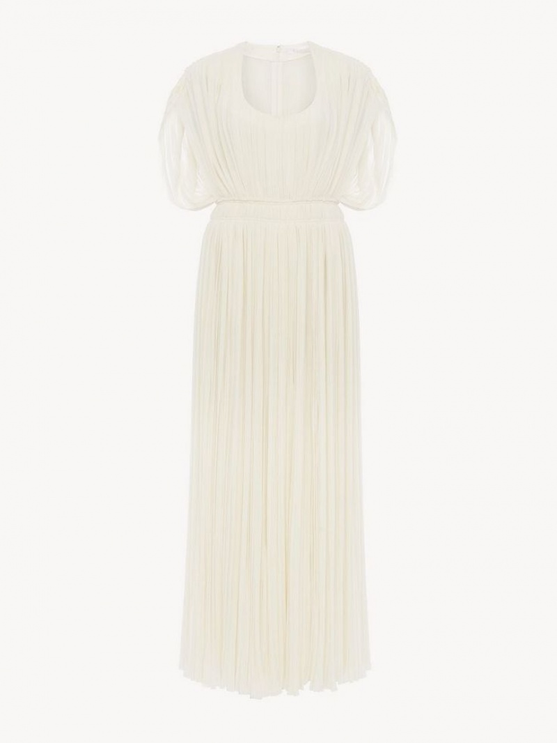 Chloe Falten Long Kleid Weiß | CHE-SR13859