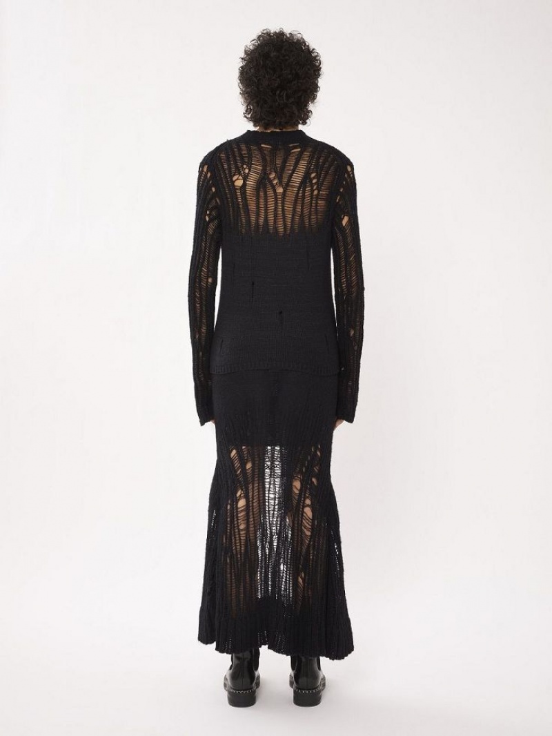 Chloe Flared Long Röcke Schwarz | CHE-SR14095