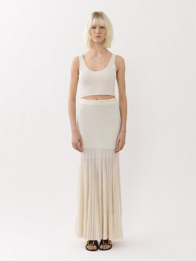 Chloe Flared Maxi Röcke Weiß | CHE-SR14075