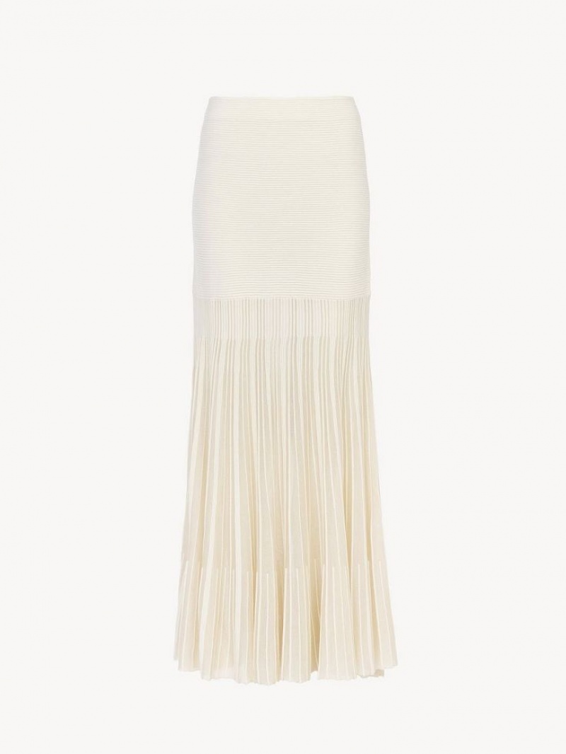 Chloe Flared Maxi Röcke Weiß | CHE-SR14075