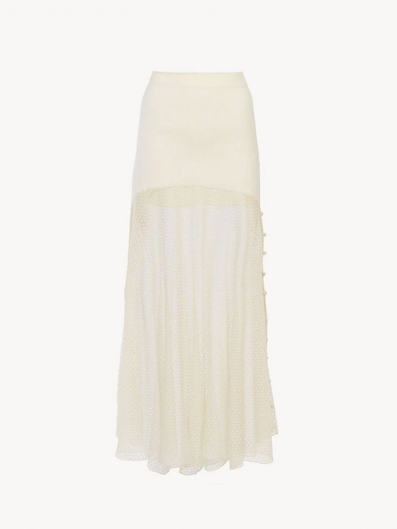 Chloe Flared Maxi Röcke Weiß | CHE-SR14077