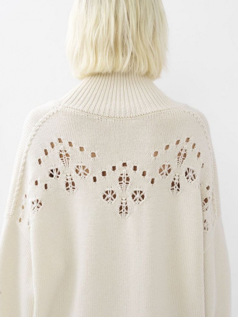 Chloe Generous High-neck Strickwaren Weiß | CHE-SR13943