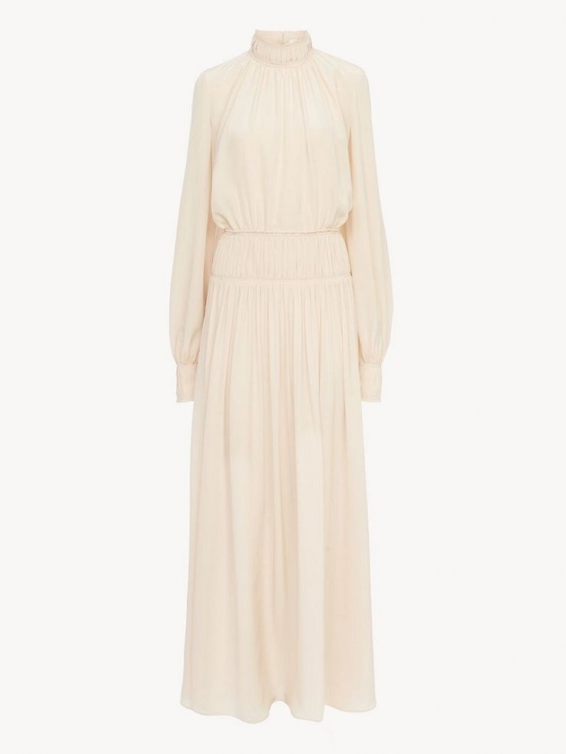 Chloe High-neck Flare Kleid Rosa | CHE-SR13854