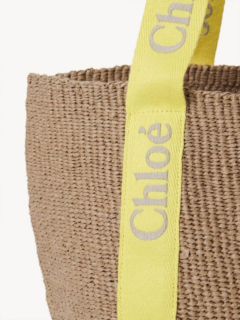 Chloe Large Woody Baskets Gelb Beige | CHE-SR13628