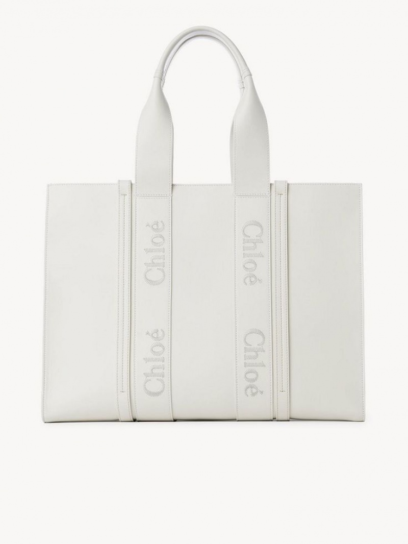 Chloe Large Woody Tragetaschen Weiß | CHE-SR13325
