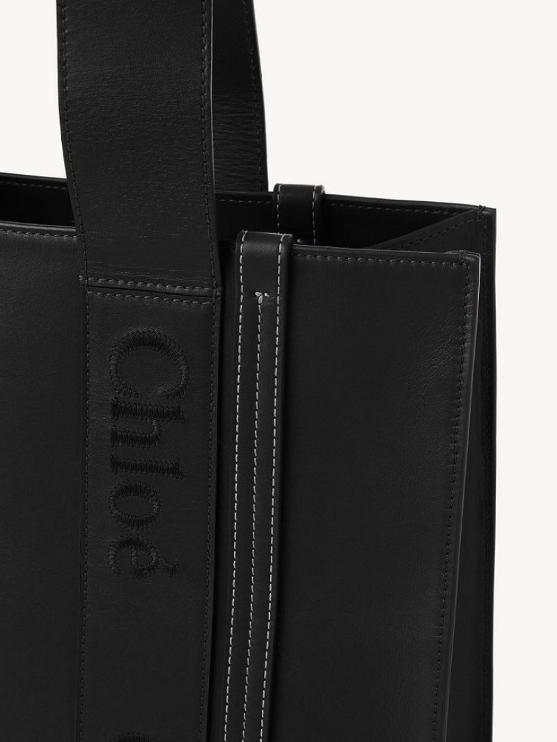 Chloe Medium Woody Tragetaschen Schwarz | CHE-SR13352