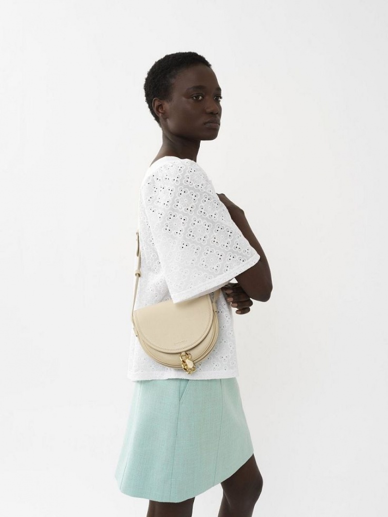 Chloe Small Mara Saddle Schultertaschen Beige | CHE-SR14628