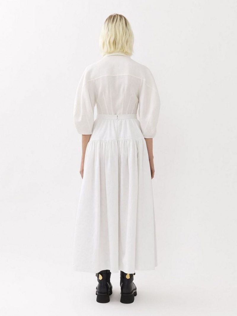 Chloe Tiered Maxi Röcke Weiß | CHE-SR14078