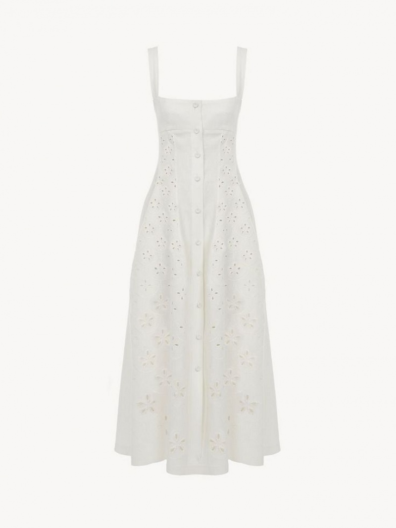 Chloe Ärmellose Midi Kleid Weiß | CHE-SR13848